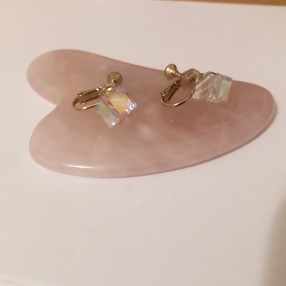Tokyo Iridescent Cubic Stud Clip On Earrings - Picture 3 of 3